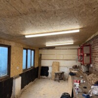 Rewire of sockets and New LED lighting on an outbuilding improving the functionality and usability of the area LED Lighting in an outbuilding